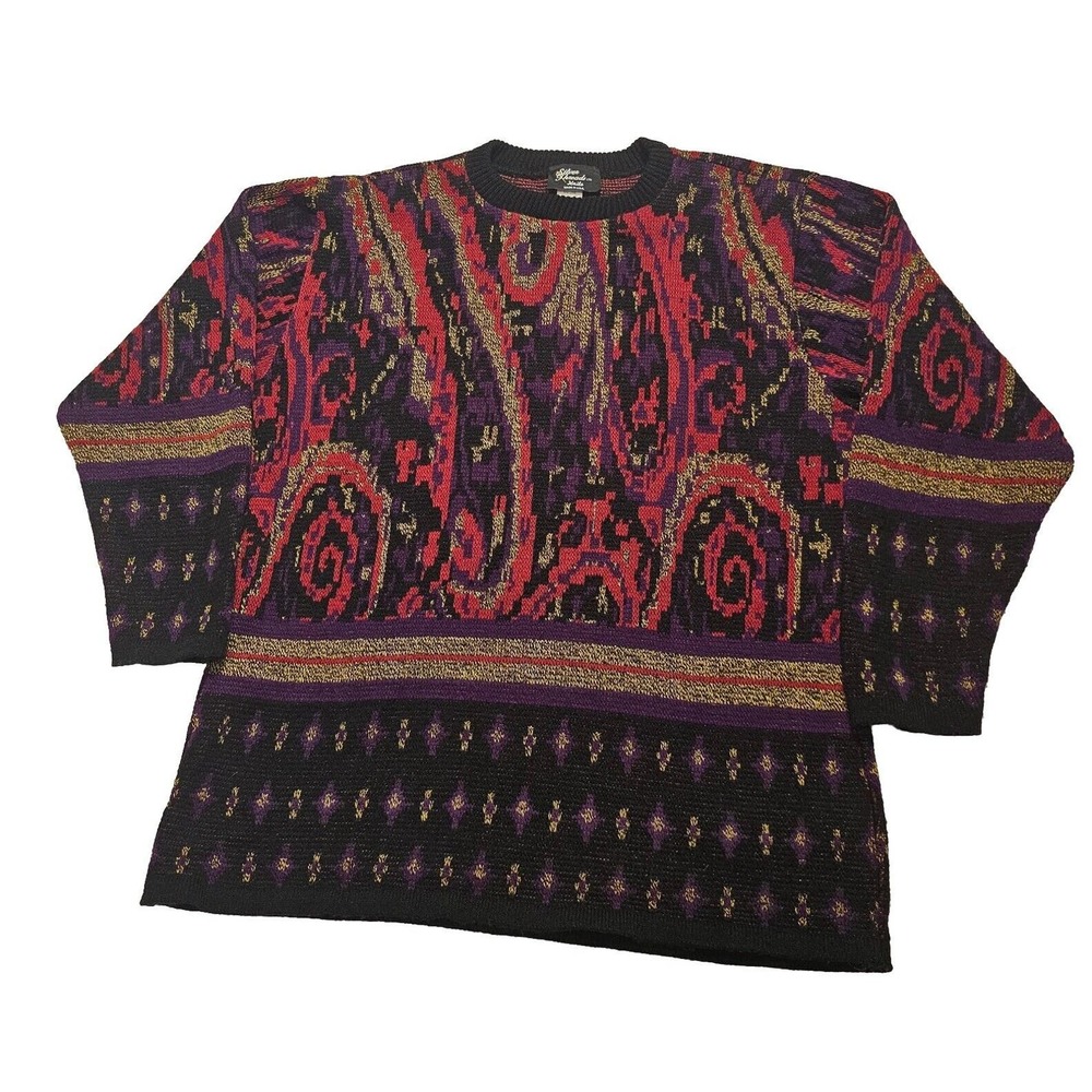 Silver Threads Sweater Multi-Color Pullover Y2k 80s 90s Vtg Size Large